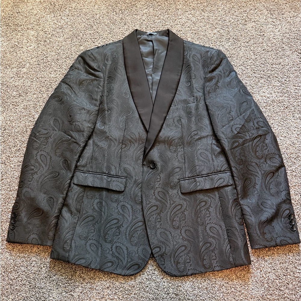 NWT - Elegant Black Satin Paisley Men's Blazer